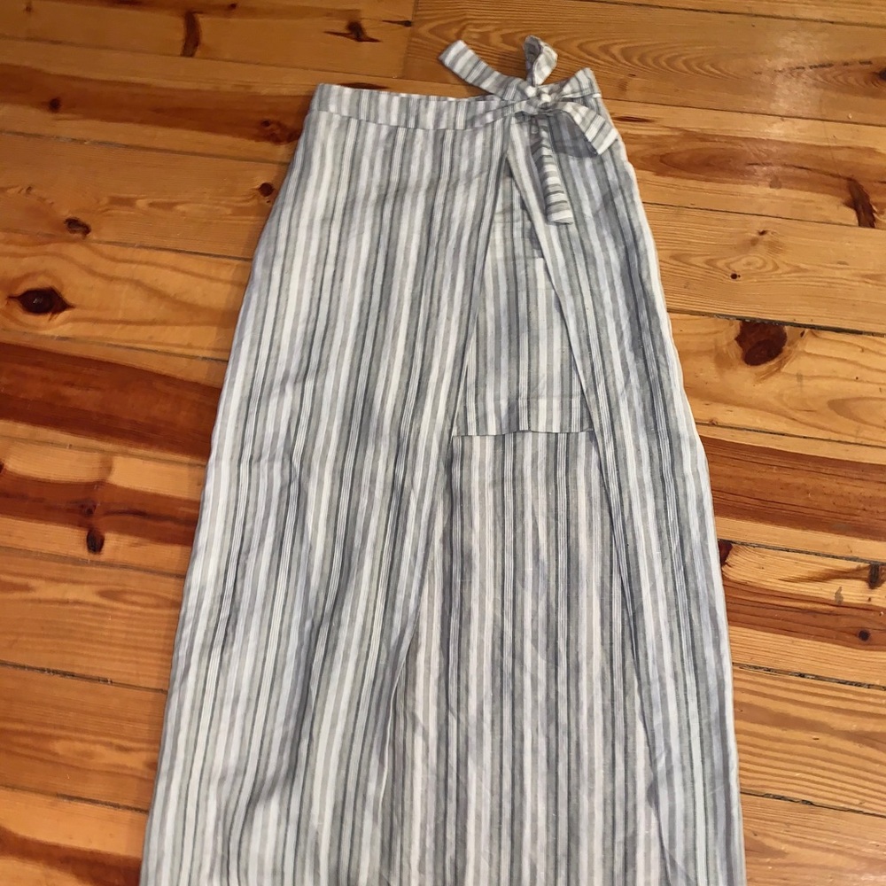 Anthropologie Striped Linen Maxi Skirt